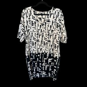 Halston Black and White Shift Dress - NWT